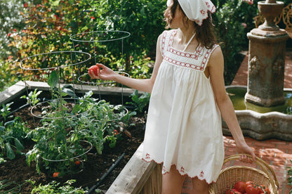 Cherry Embroidered Poplin Headscarf