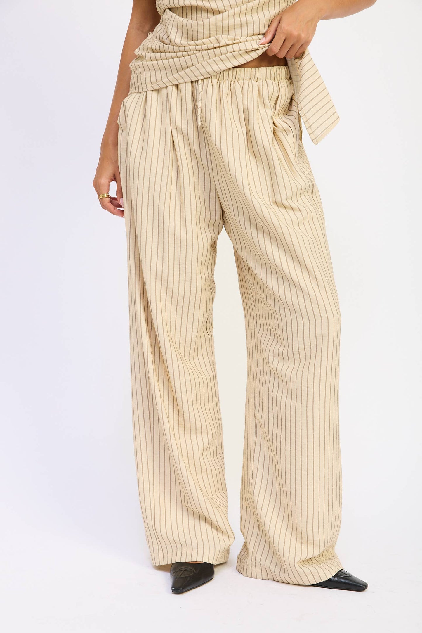 Wide Leg Pinstripe Pants