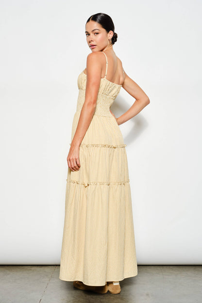 Abigail gingham smocked maxi dress