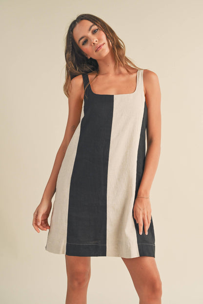 Louise striped linen mini dress