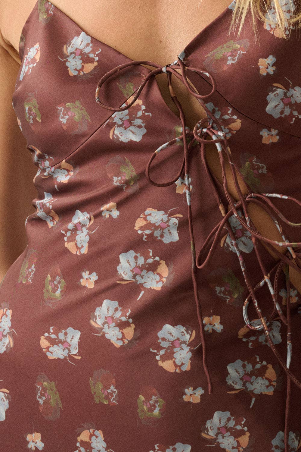 Meadow Floral Satin Tie Maxi Dress