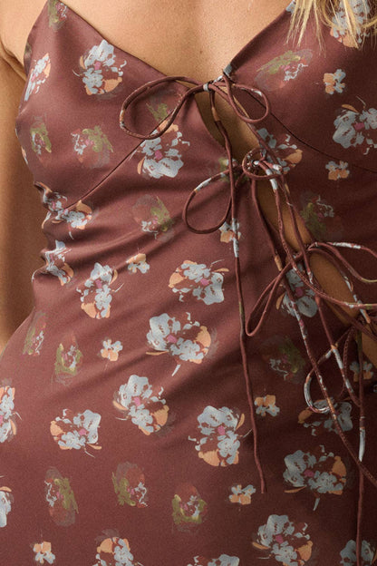 Meadow Floral Satin Tie Maxi Dress