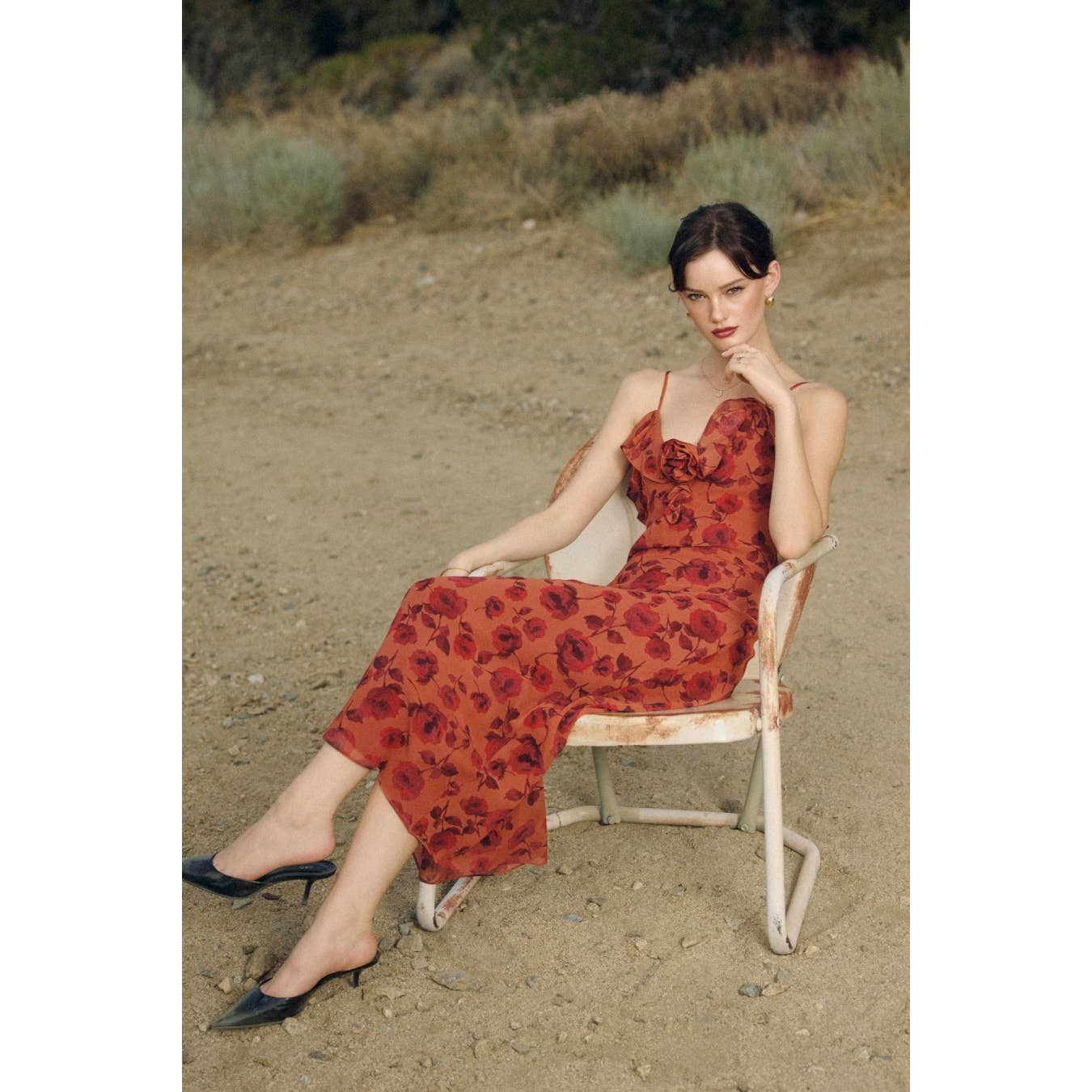 Canyon Still Rosette Detail Maxi Dress
