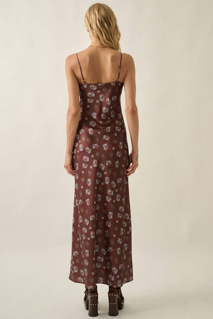 Meadow Floral Satin Tie Maxi Dress