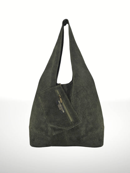 Suede leather shoulder bag