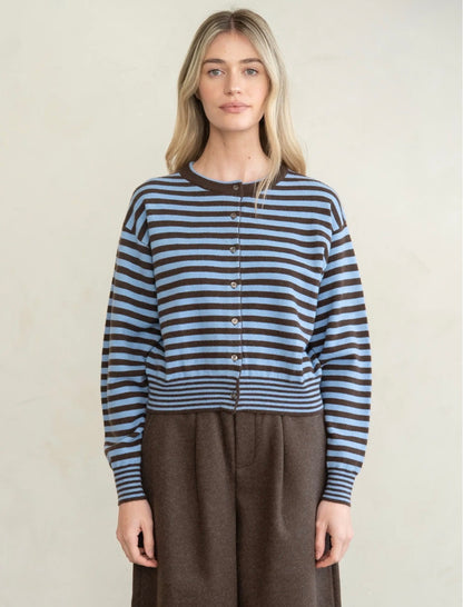 Striped Button Front Cardigan