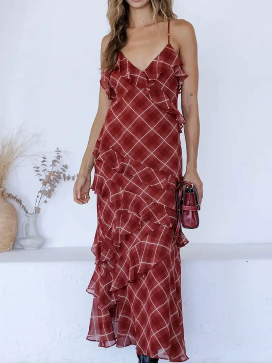 Riven Plaid Maxi Dress