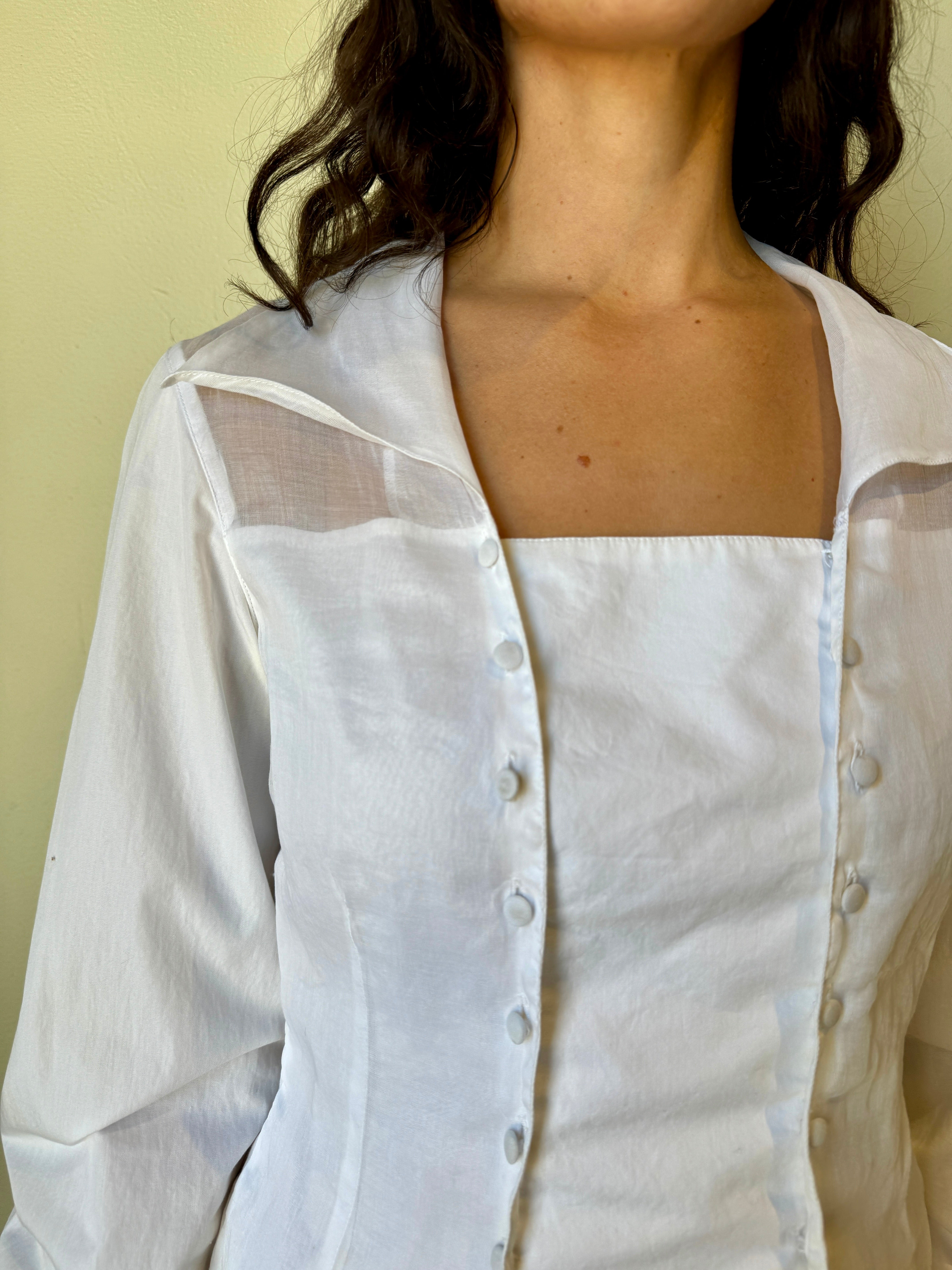 Shops ANNE FONTAINE White Tuxedo Button Down Size 8