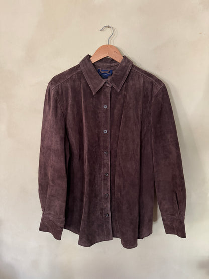 Charter Club Chocolate Brown Suede Shirt Jacket