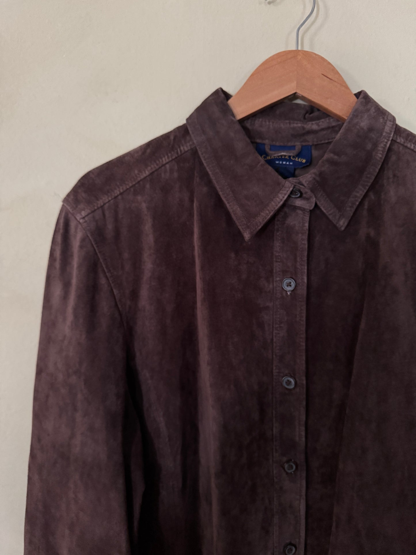 Charter Club Chocolate Brown Suede Shirt Jacket