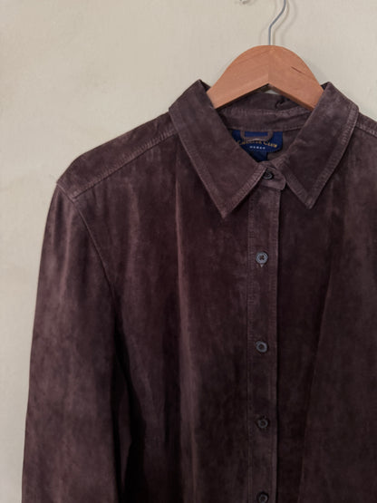 Charter Club Chocolate Brown Suede Shirt Jacket