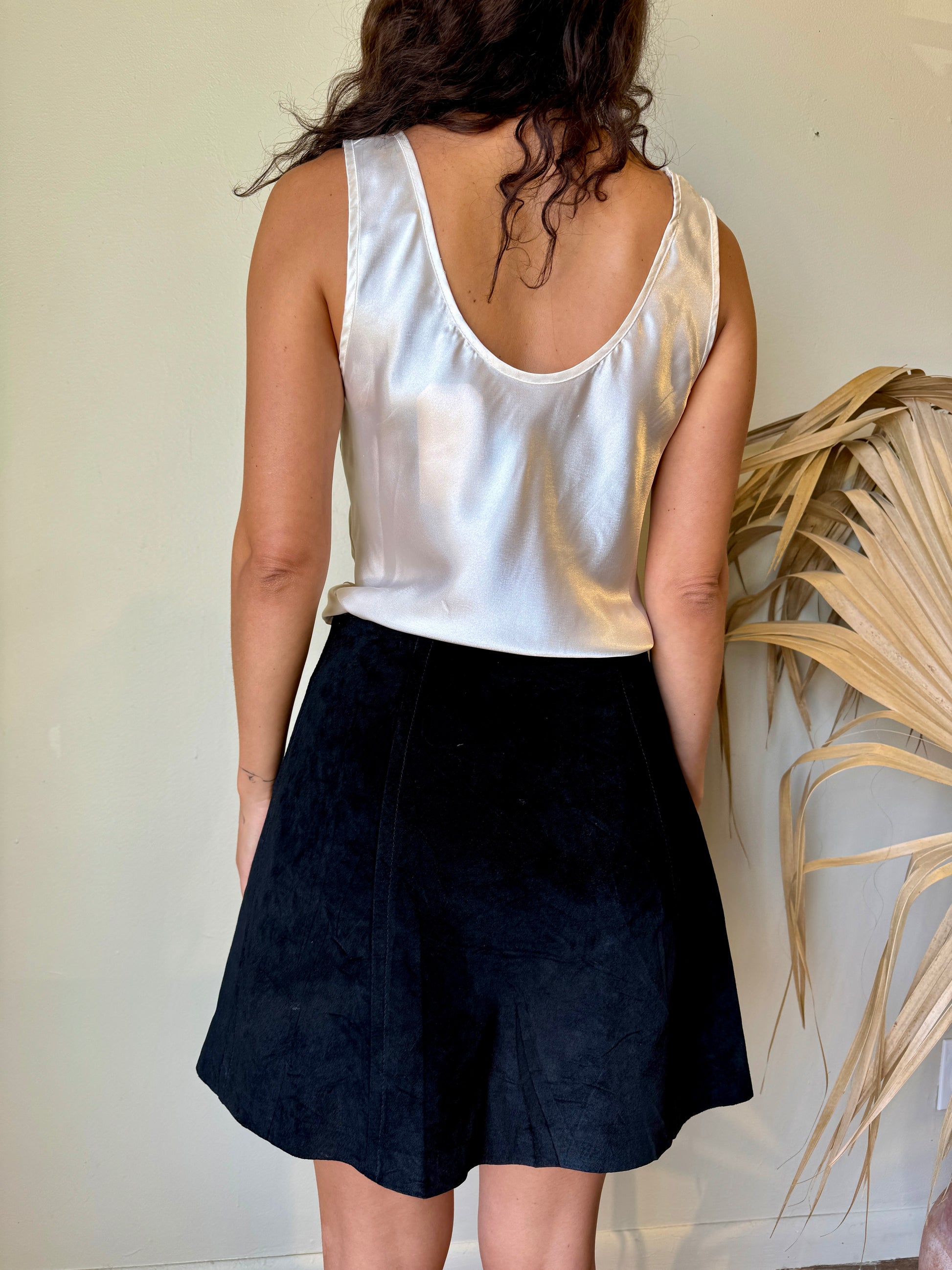 back view express black suede circle skirt