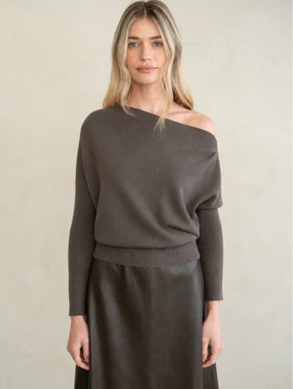 Asymmetrical Neck Knit Top