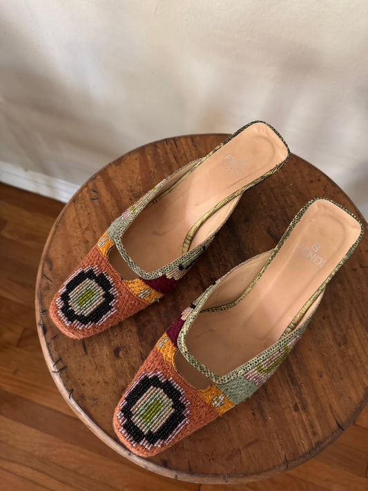 Fendi Beaded Kitten Heels