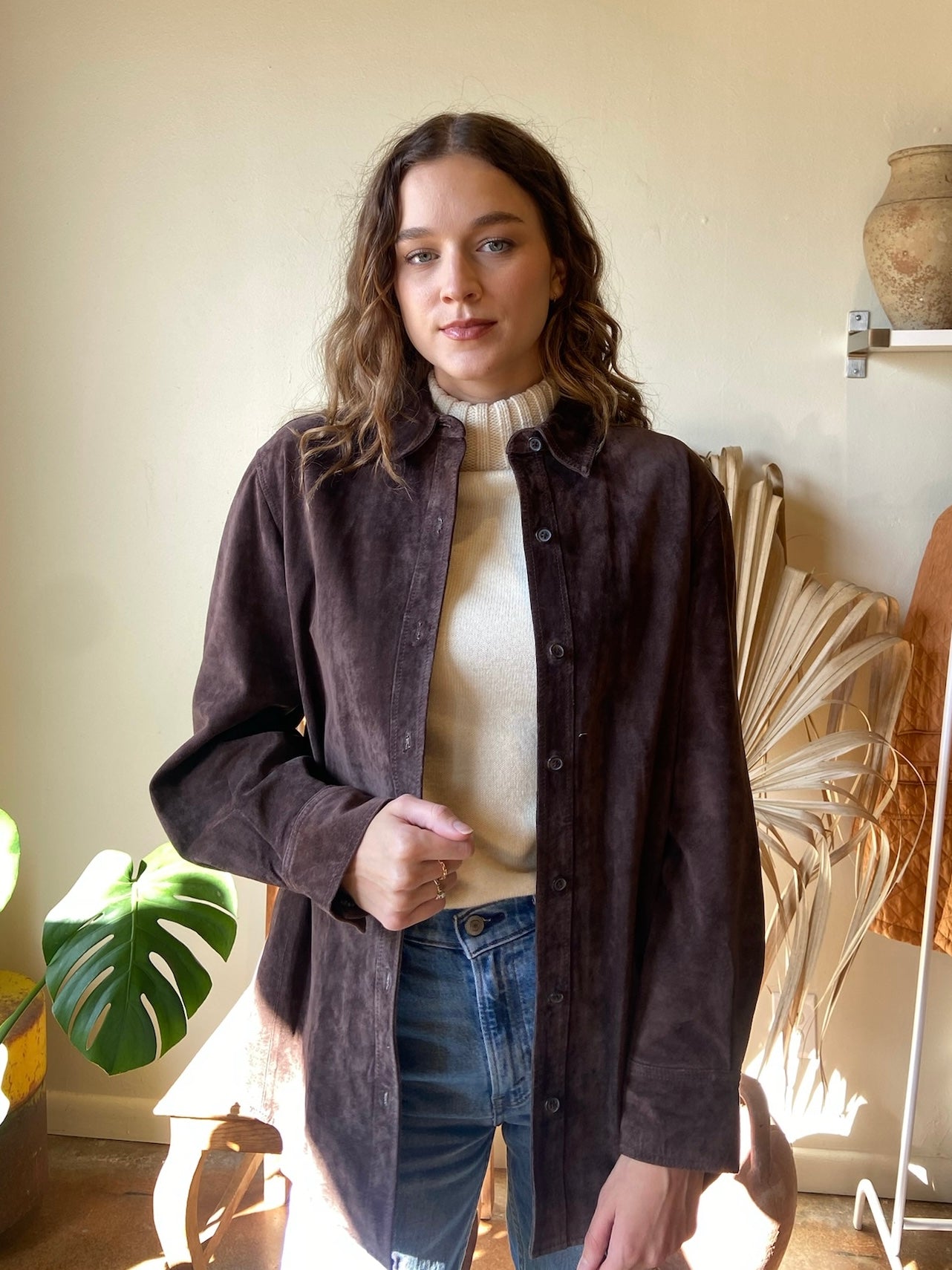 Charter Club Chocolate Brown Suede Shirt Jacket