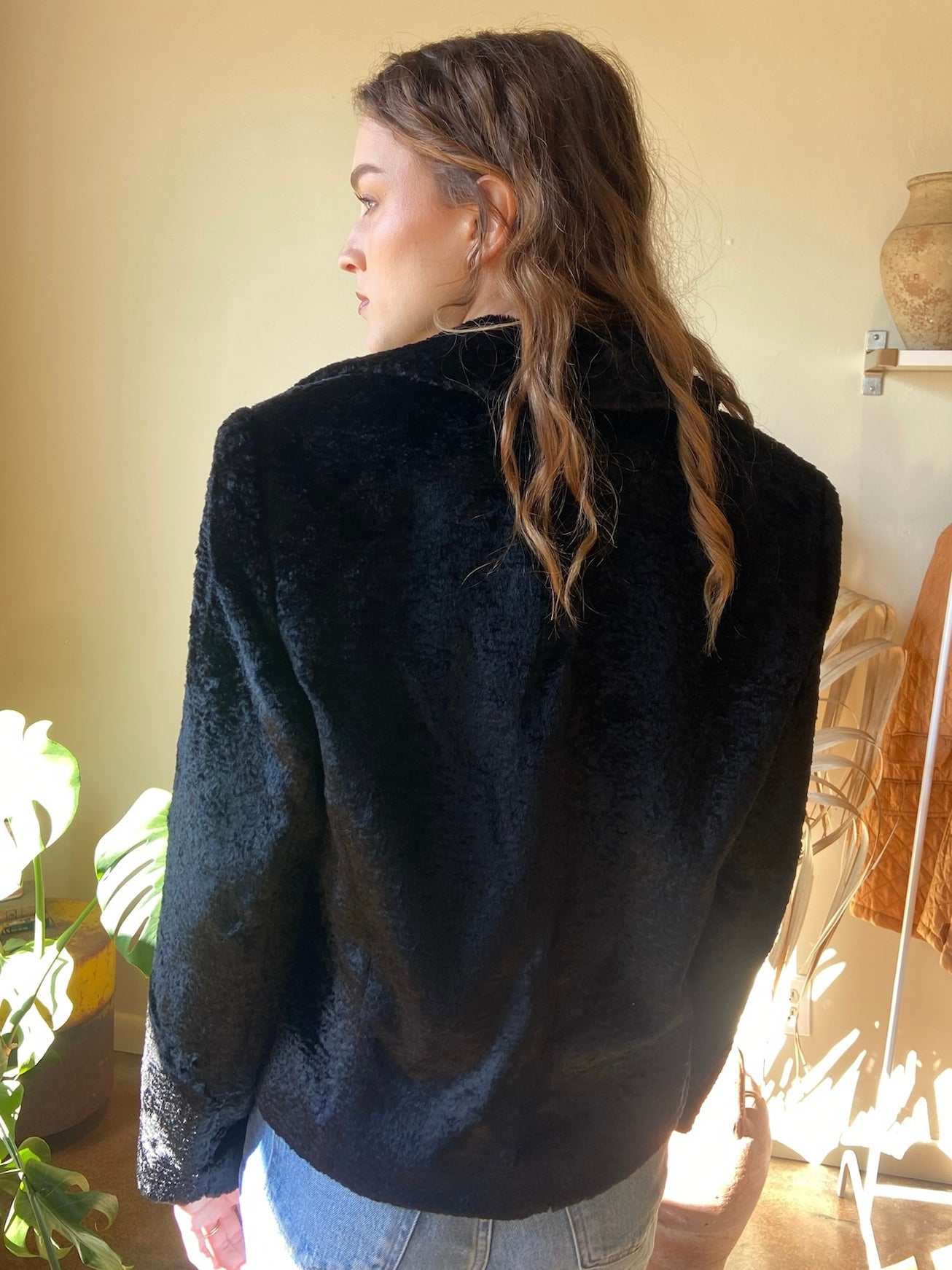 LOUBEN Black Faux Fur Jacket