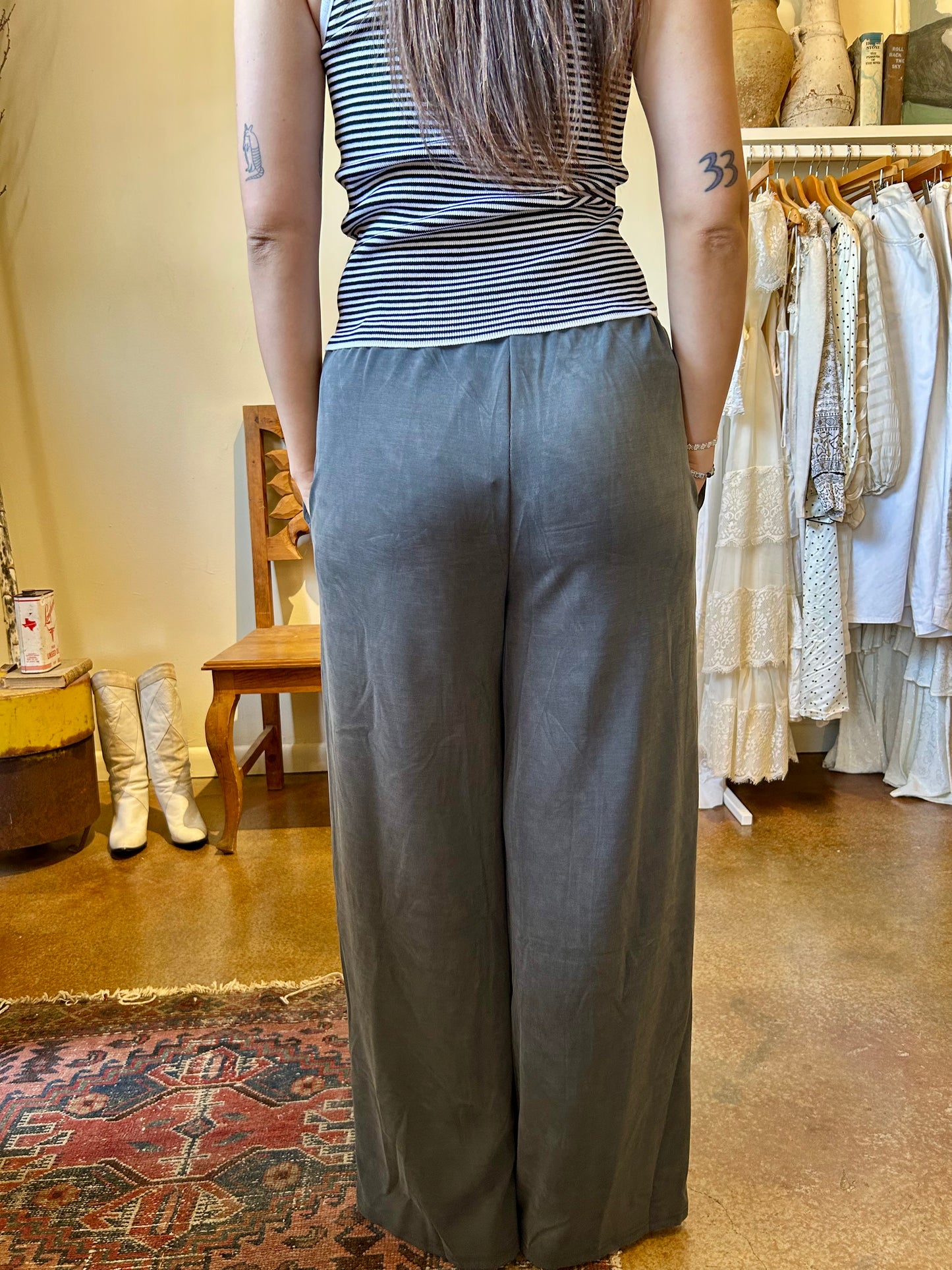 Elle Grey Wide Leg Comfy Pants