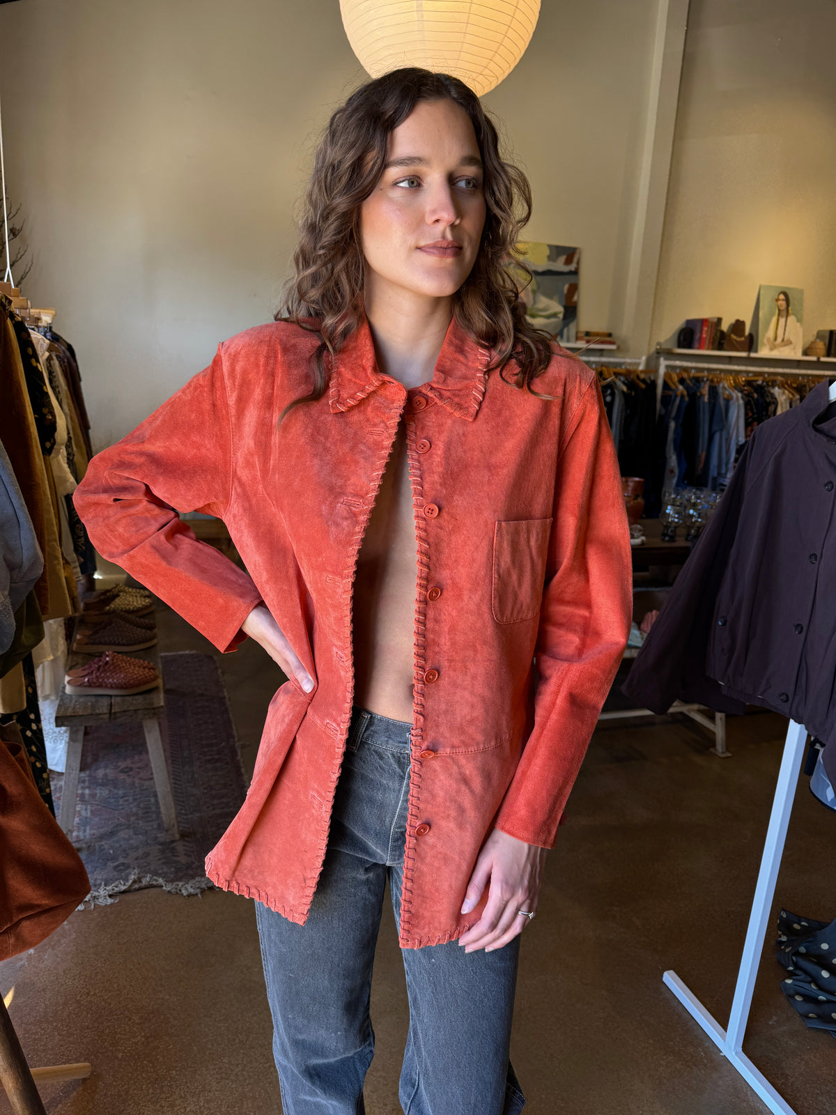 Yvonne Marie Coral Tangerine Suede Jacket