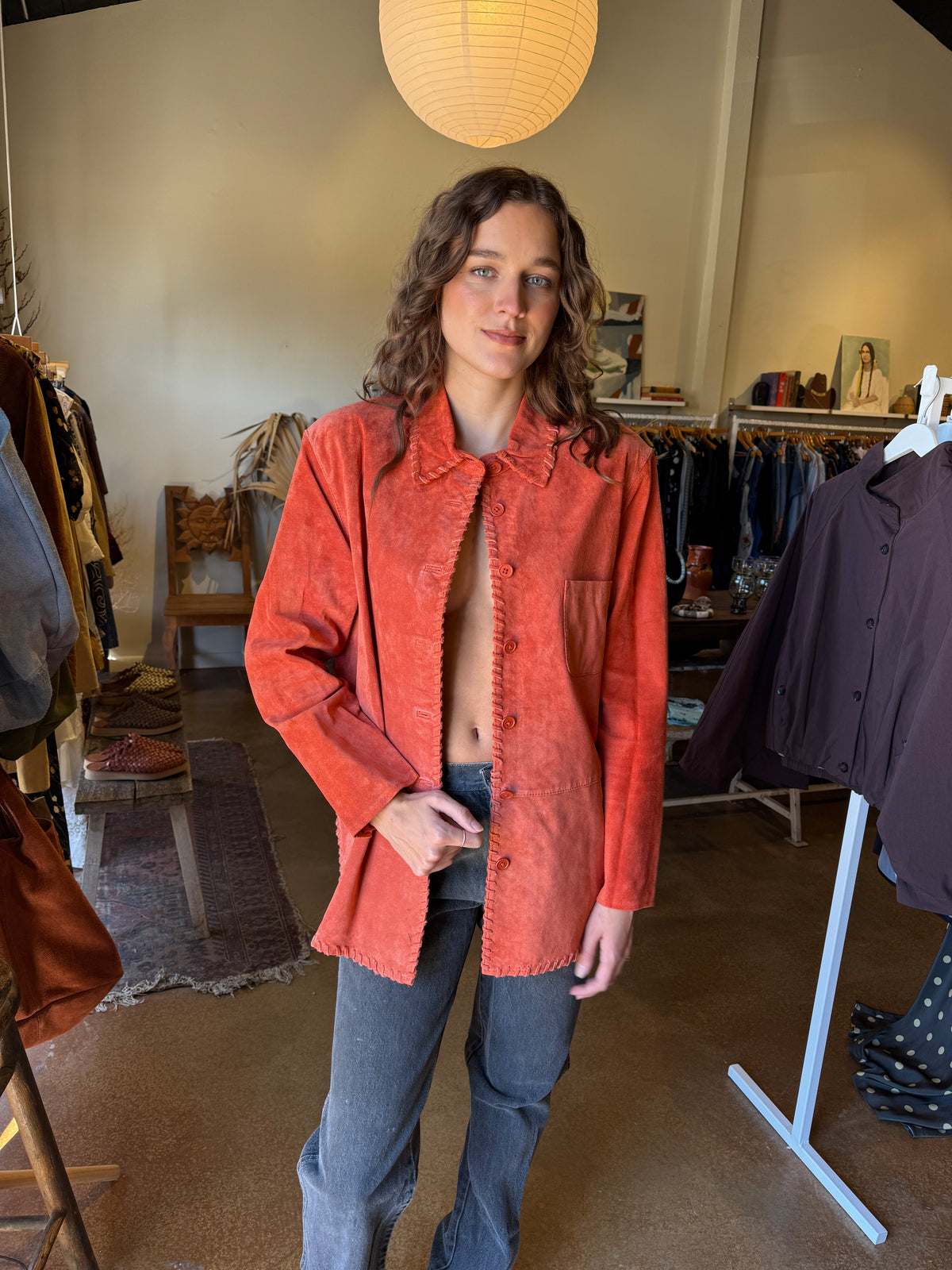 Yvonne Marie Coral Tangerine Suede Jacket