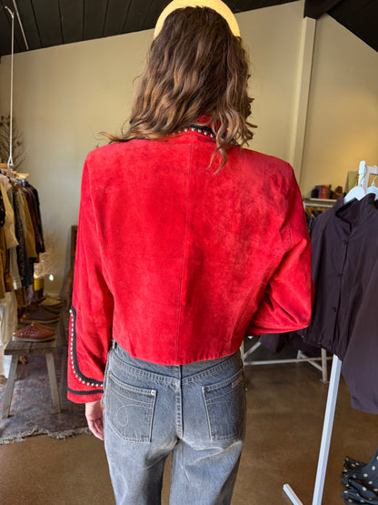 Pure West Red Studded Suede Jacket