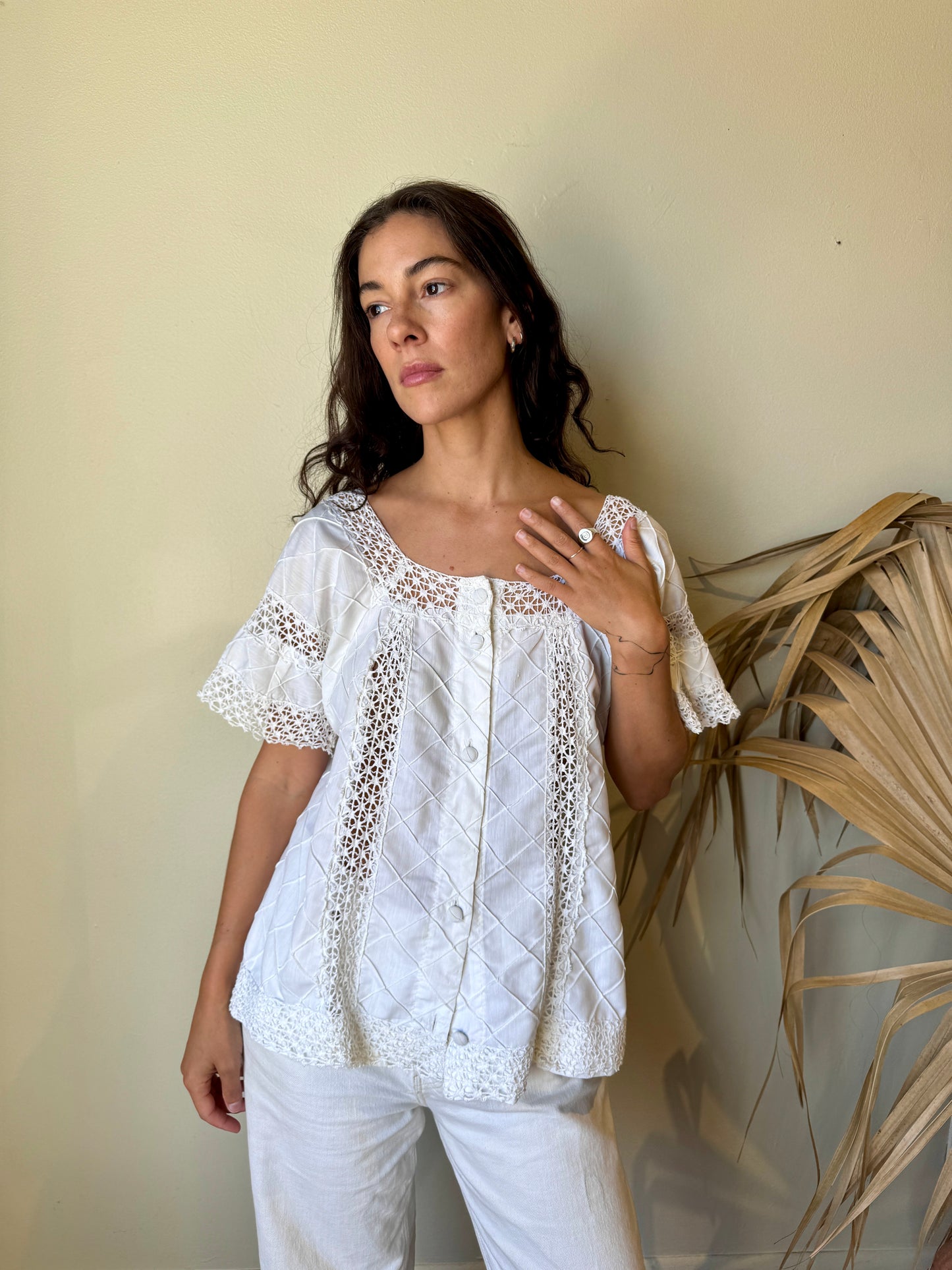 White Mexican Peasant Blouse