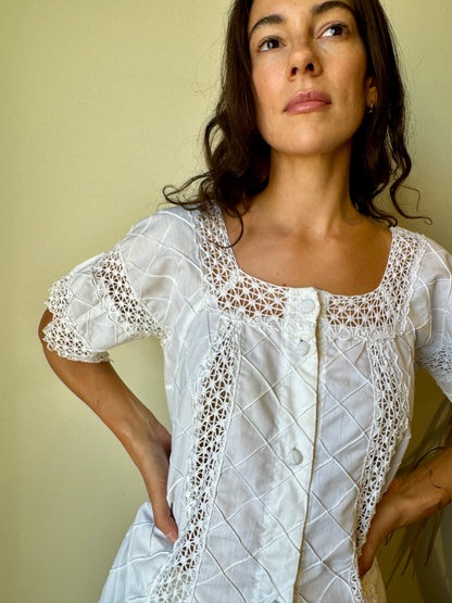 White Mexican Peasant Blouse