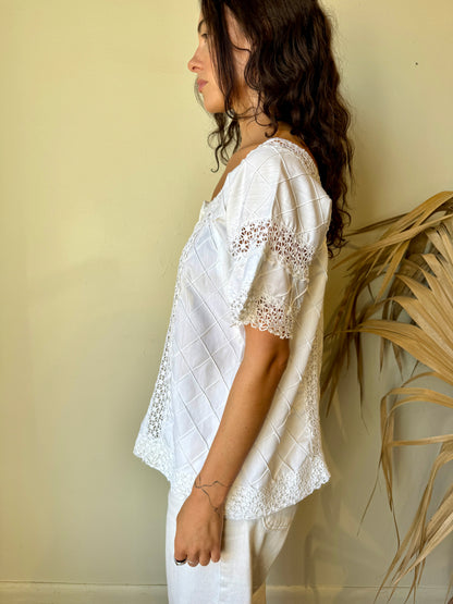 White Mexican Peasant Blouse