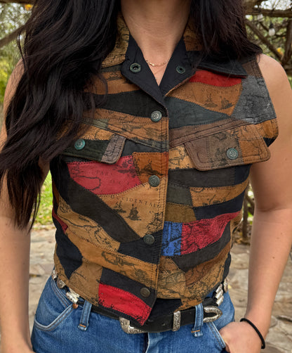 Suede Patchwork Vest