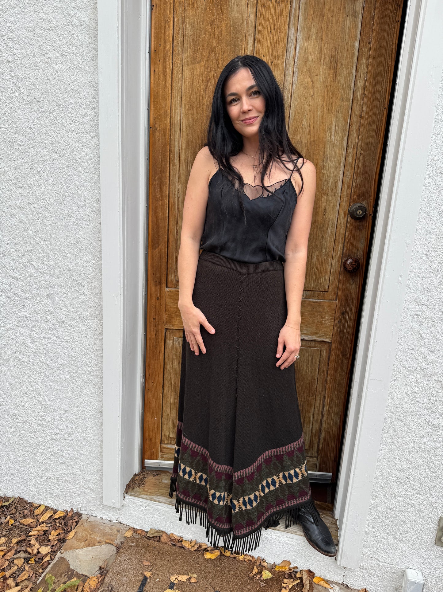 Double D Ranch Deep Grey Fringe Skirt