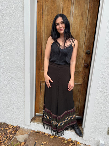Double D Ranch Deep Grey Fringe Skirt