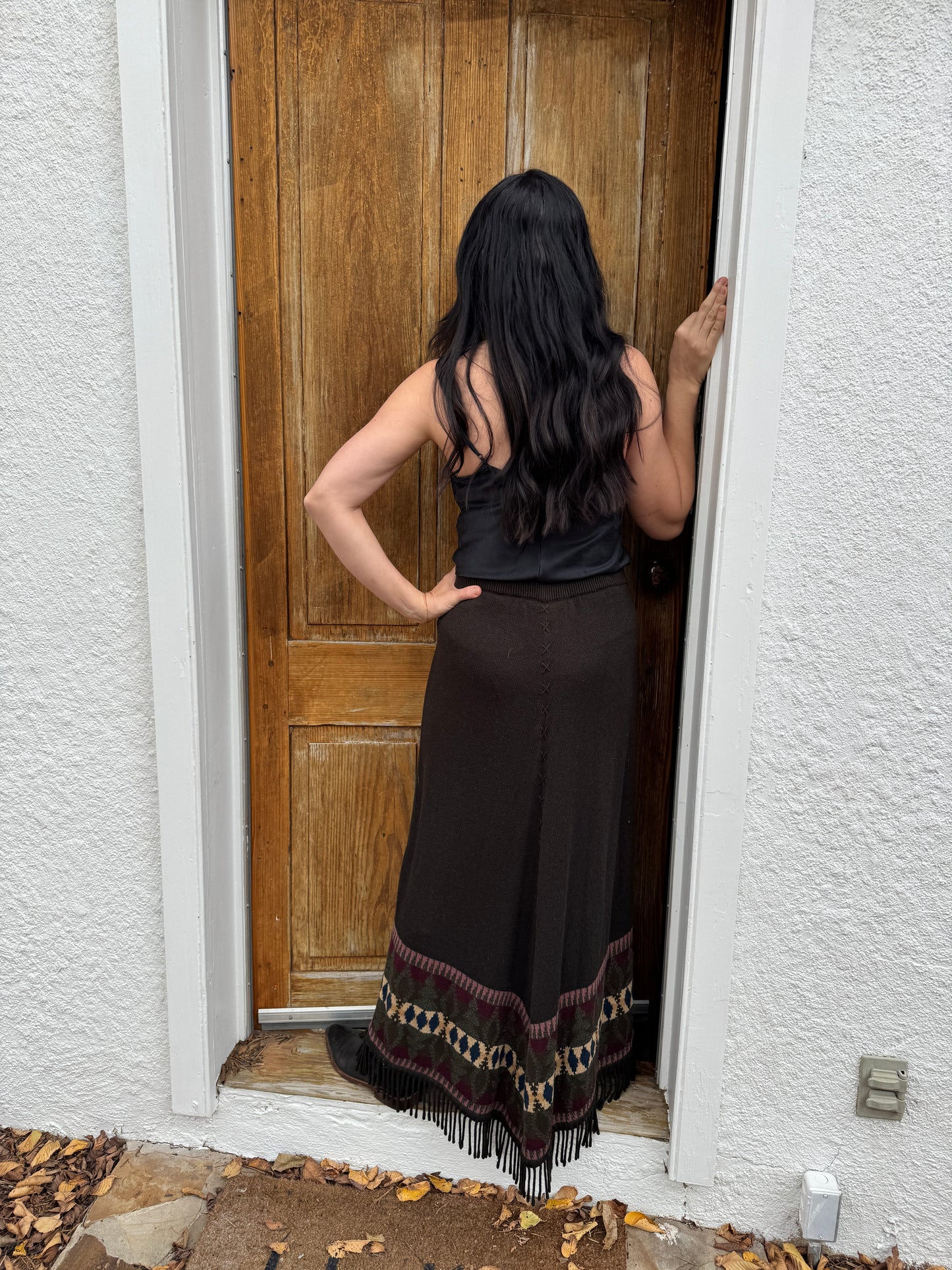 Double D Ranch Deep Grey Fringe Skirt