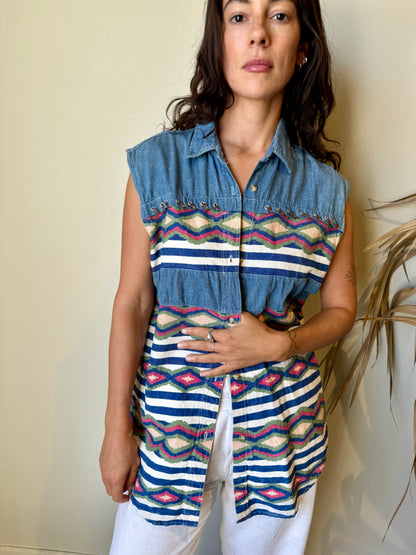 Southwestern Denim Tank