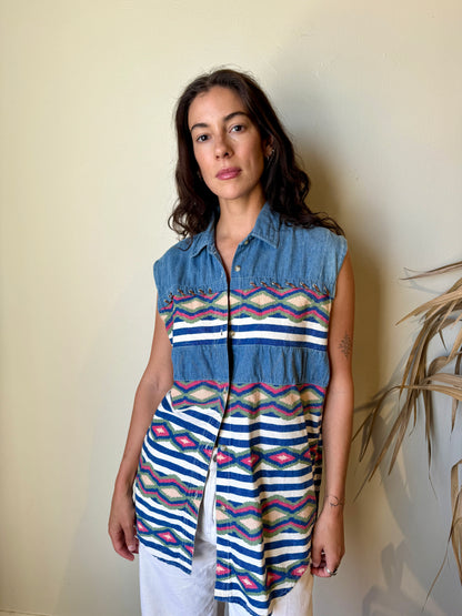 Southwestern Denim Tank