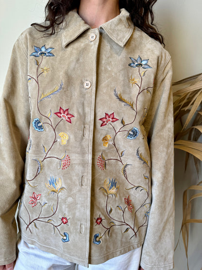 Tan Suede Embroidered Jacket