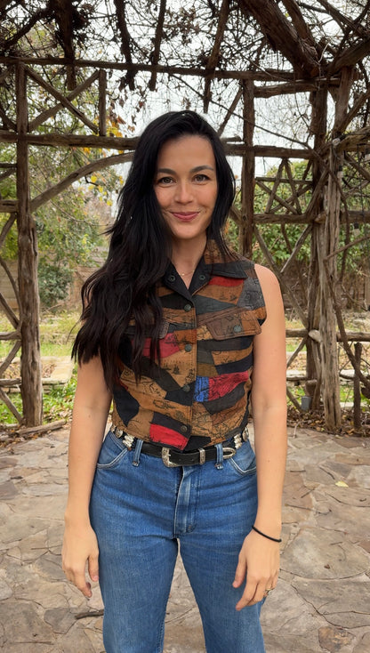 Suede Patchwork Vest
