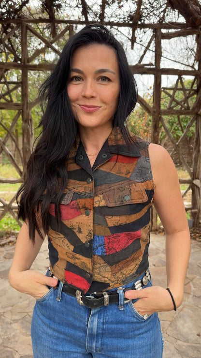 Suede Patchwork Vest
