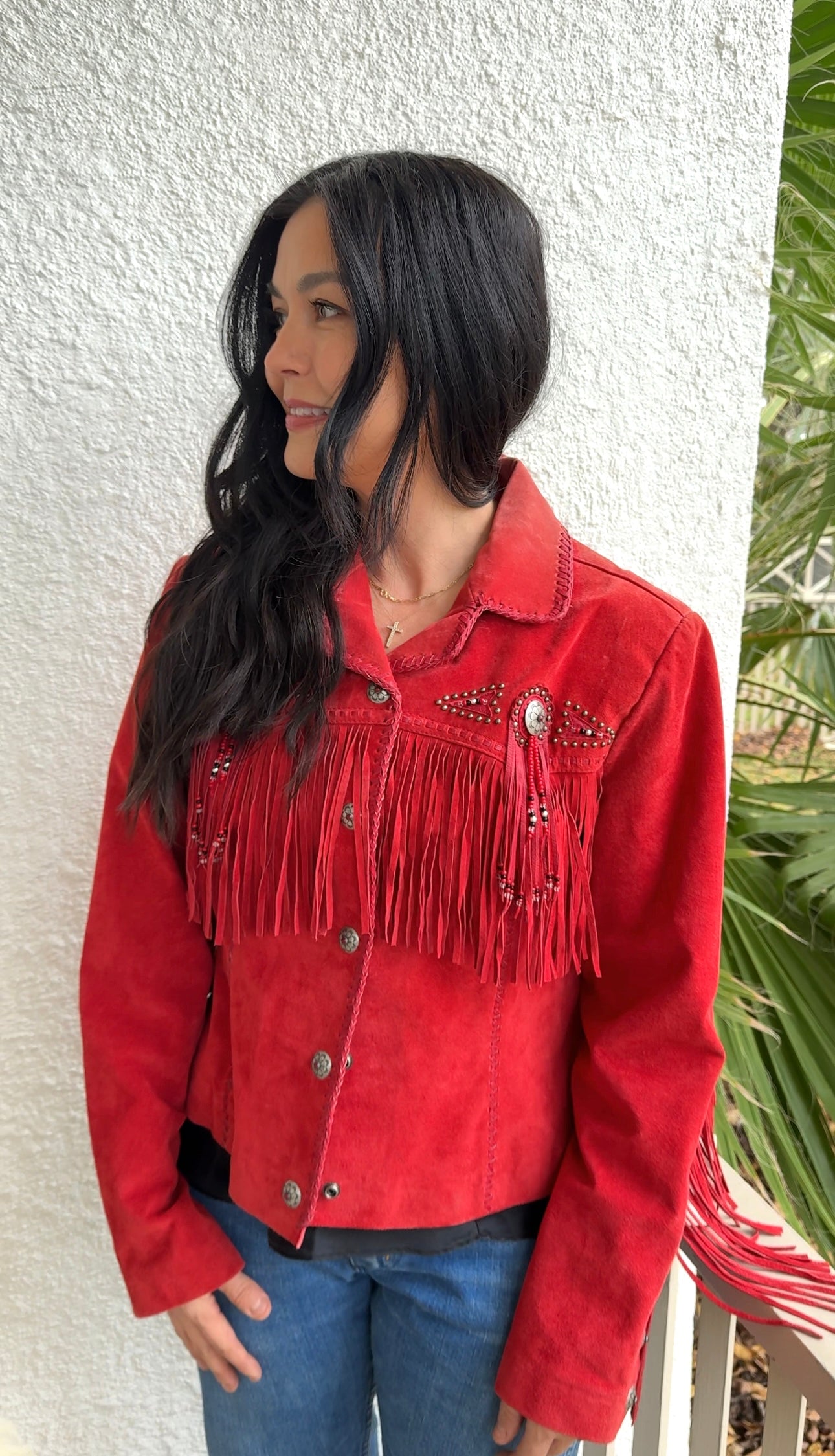 Scully Red Fringe Beaded Jacket