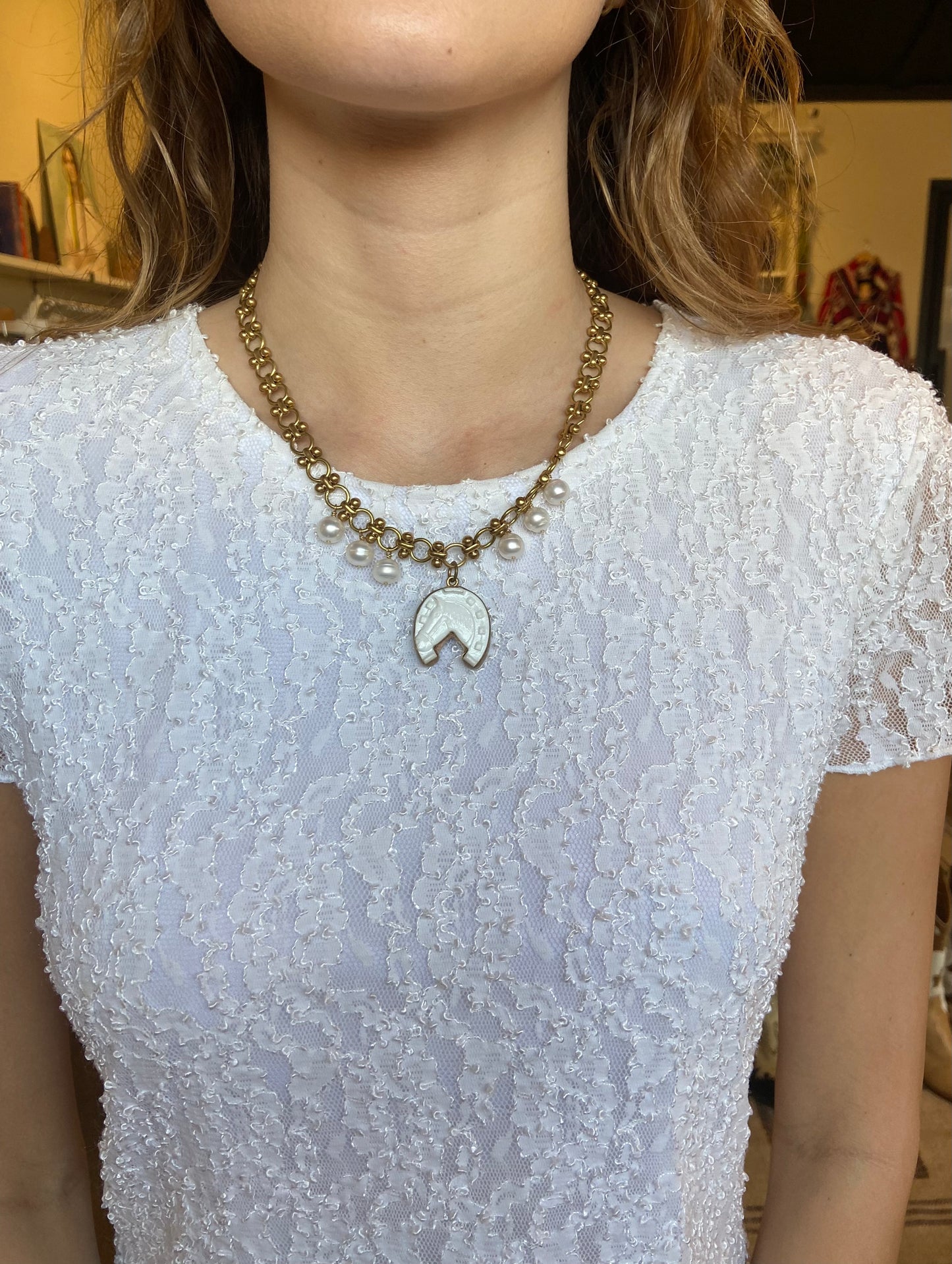 Lux & Luz Pearl Horse Gold Necklace