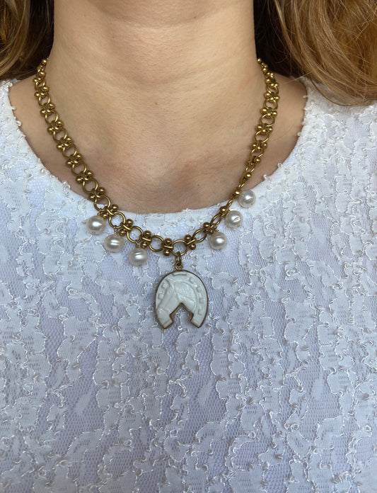 Lux & Luz Pearl Horse Gold Necklace