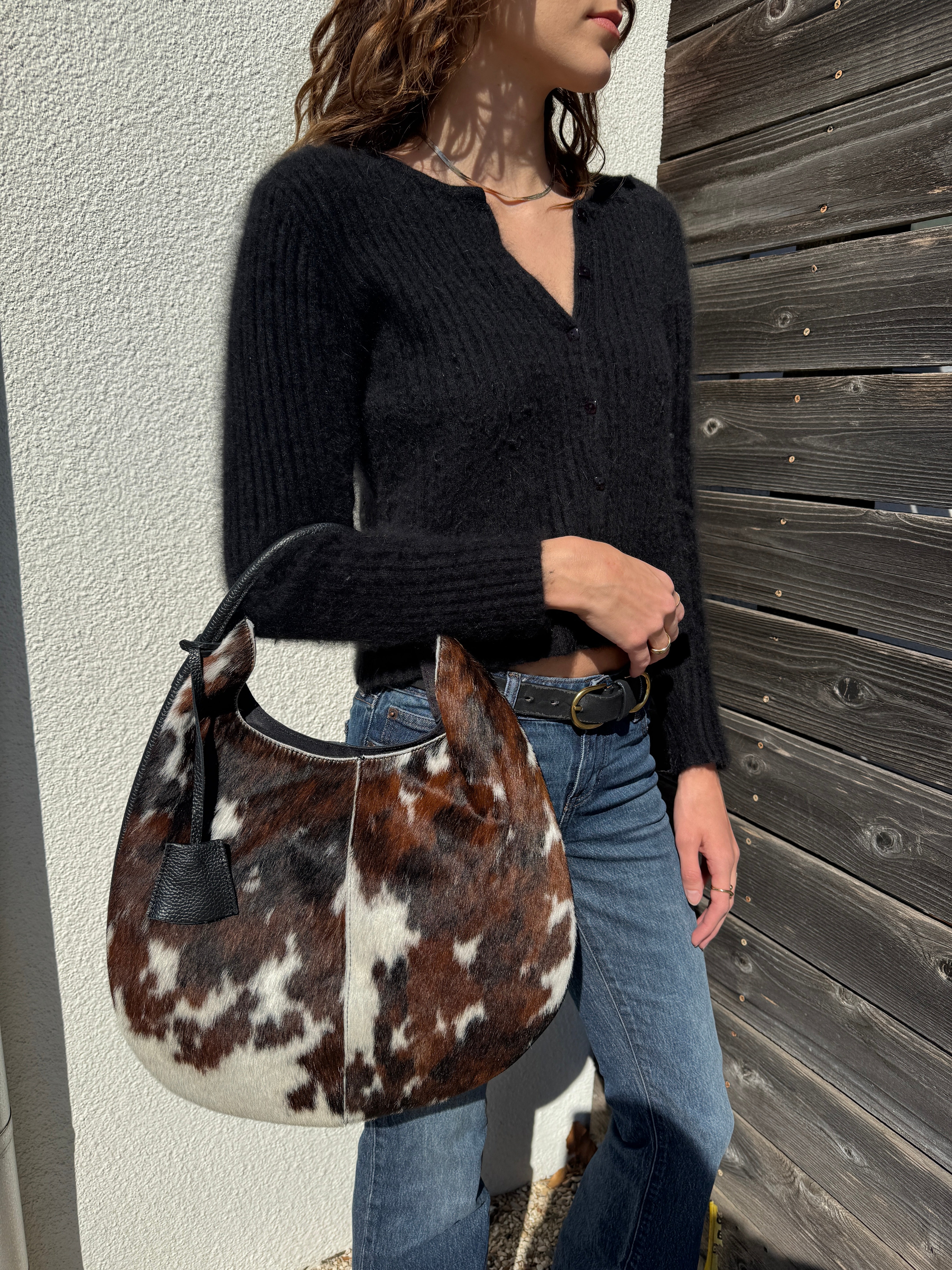 Shoulder Bag in Cowhide and Leather – Honey Hill Market