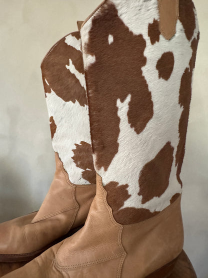 Joan & David Tan Cowhide Cowboy Boots