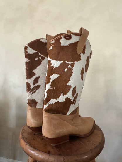 Joan & David Tan Cowhide Cowboy Boots