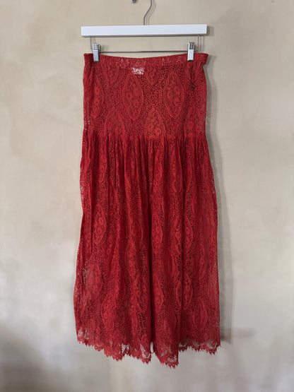 Misia Burnt Sienna Lace Maxi Skirt