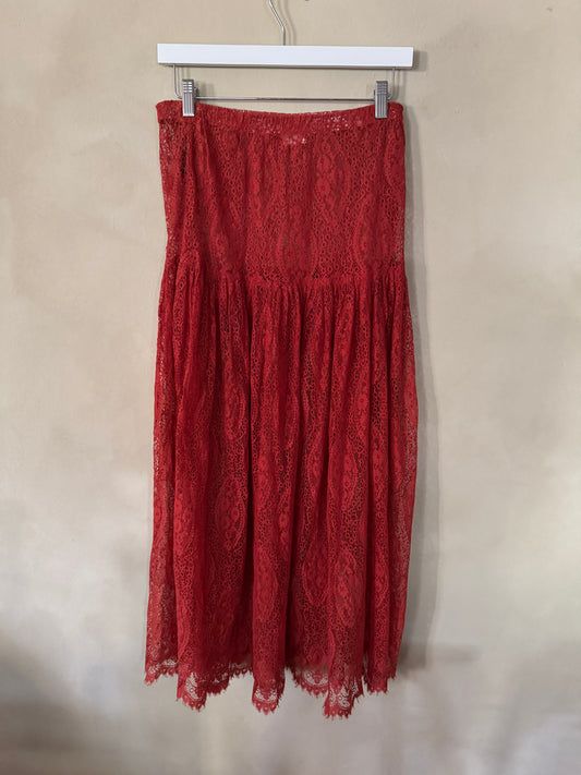 Misia Burnt Sienna Lace Maxi Skirt