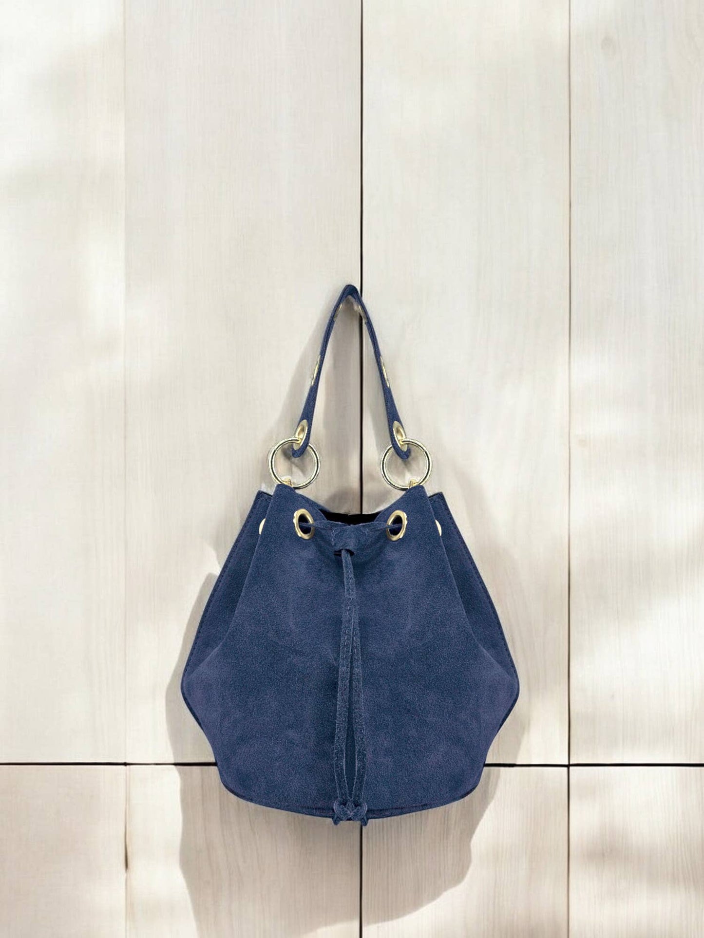 Arlecchino Suede Leather Bucket Bag