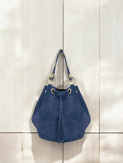 Arlecchino Suede Leather Bucket Bag