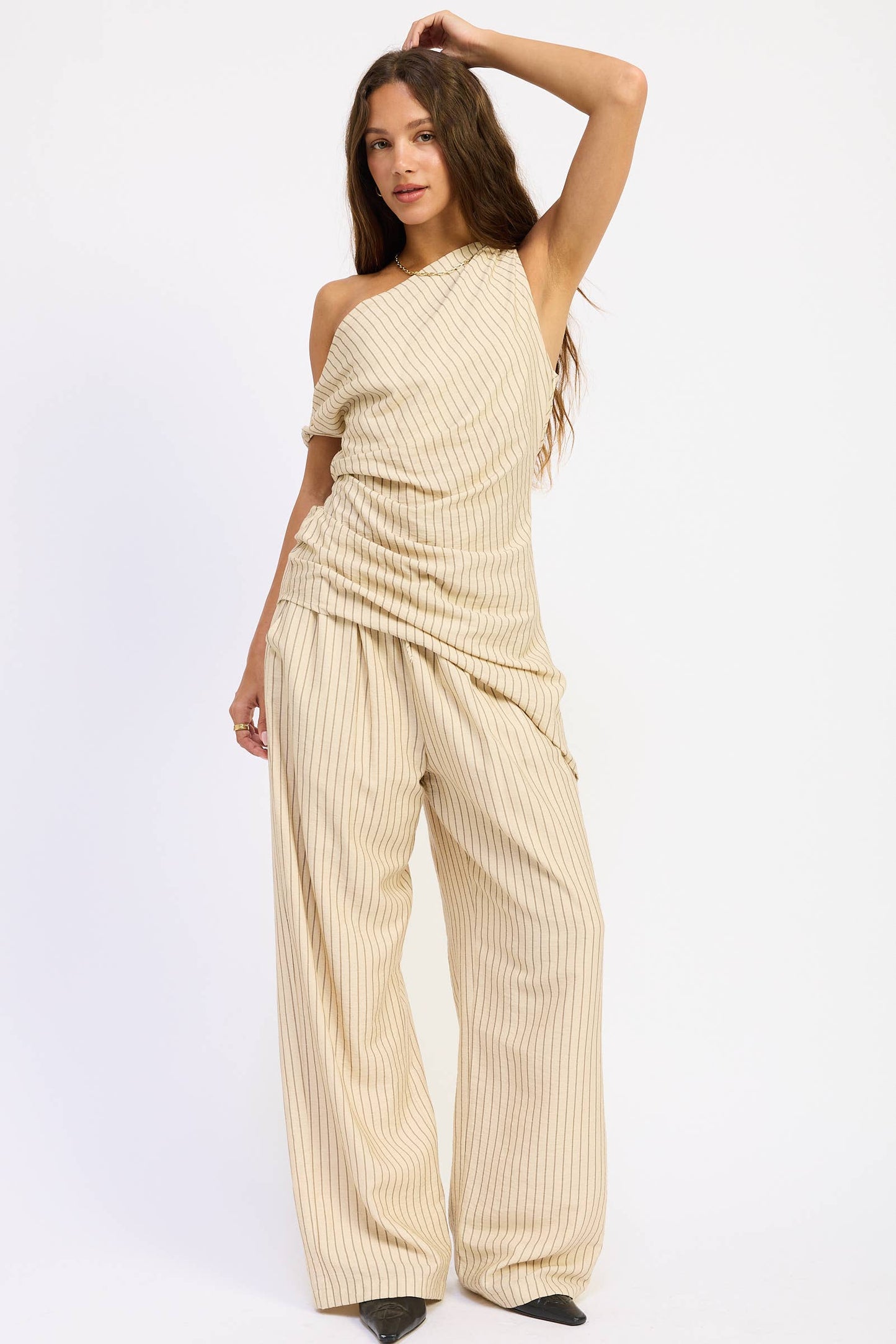 Wide Leg Pinstripe Pants