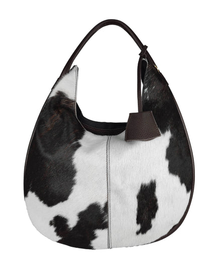 Shoulder bag in pony hair and leather