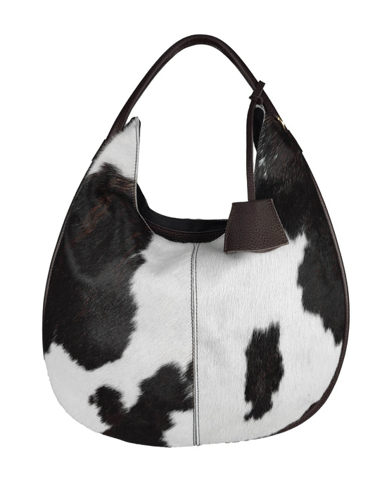 Shoulder bag in pony hair and leather