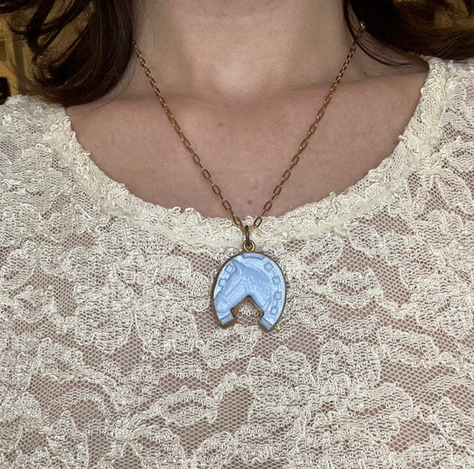 Lux & Luz Blue Horseshoe Necklace